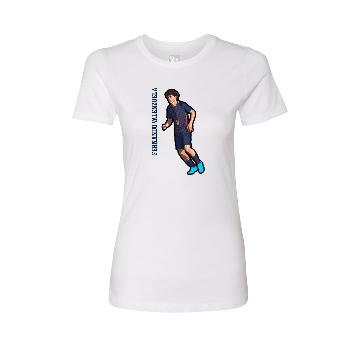 Fitted Women's Tee — Name Vertical in White