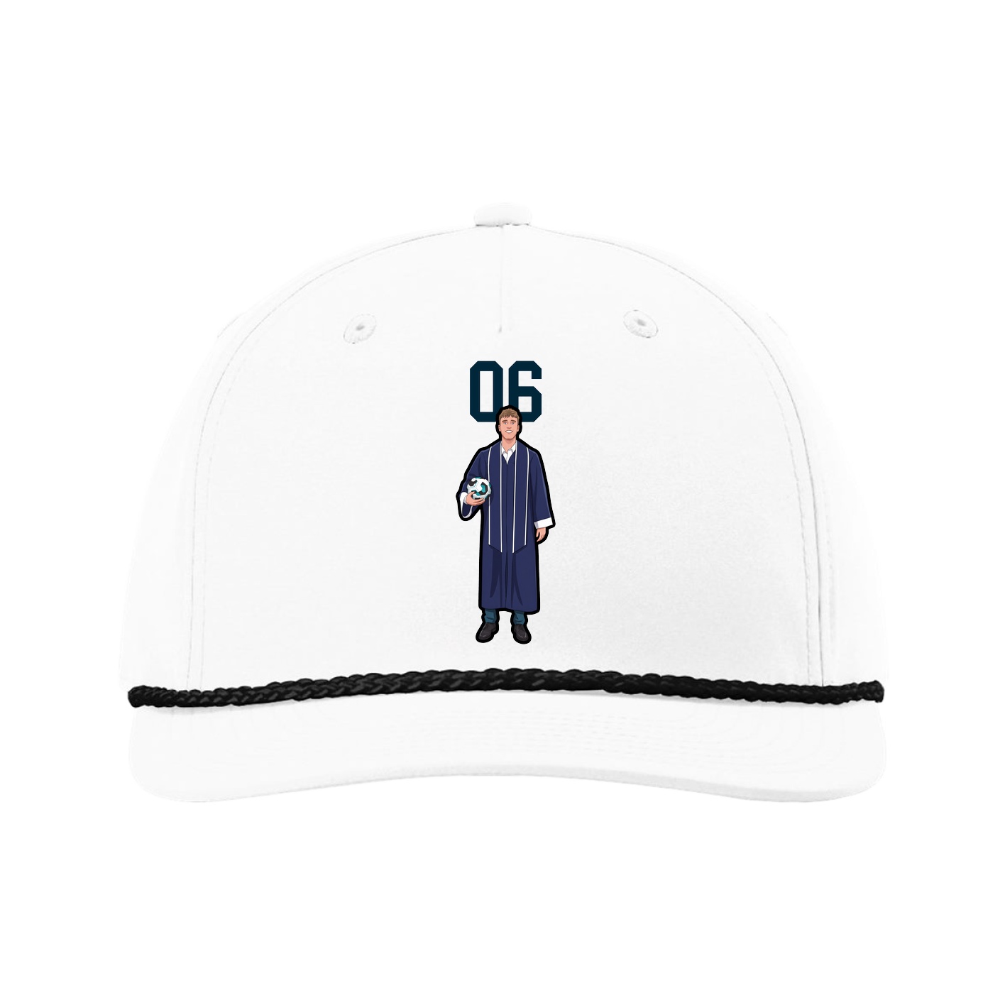 Five-Panel Classic Rope Cap — Number Top in White