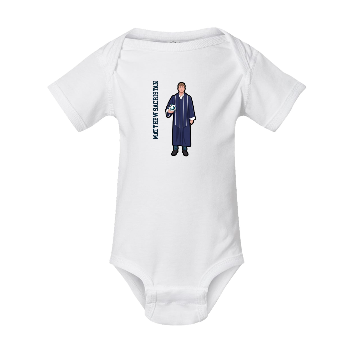 Baby Onesie — Name Vertical in White