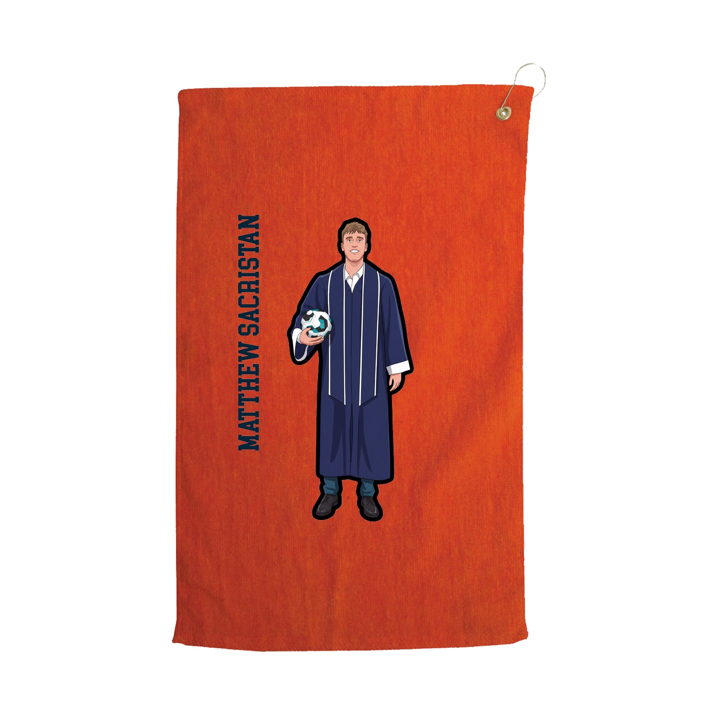 Golf Towel — Name Vertical in Orange