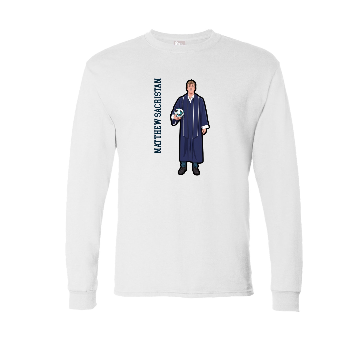 Long Sleeve Tee — Name Vertical in White