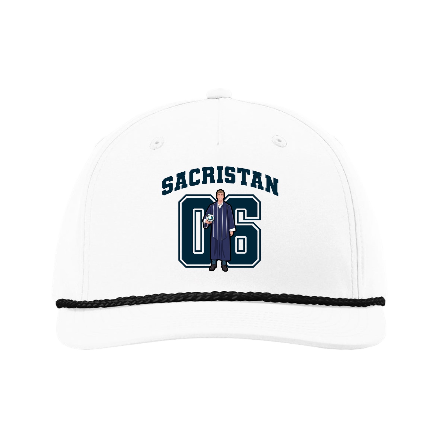 Five-Panel Classic Rope Cap — Number in White