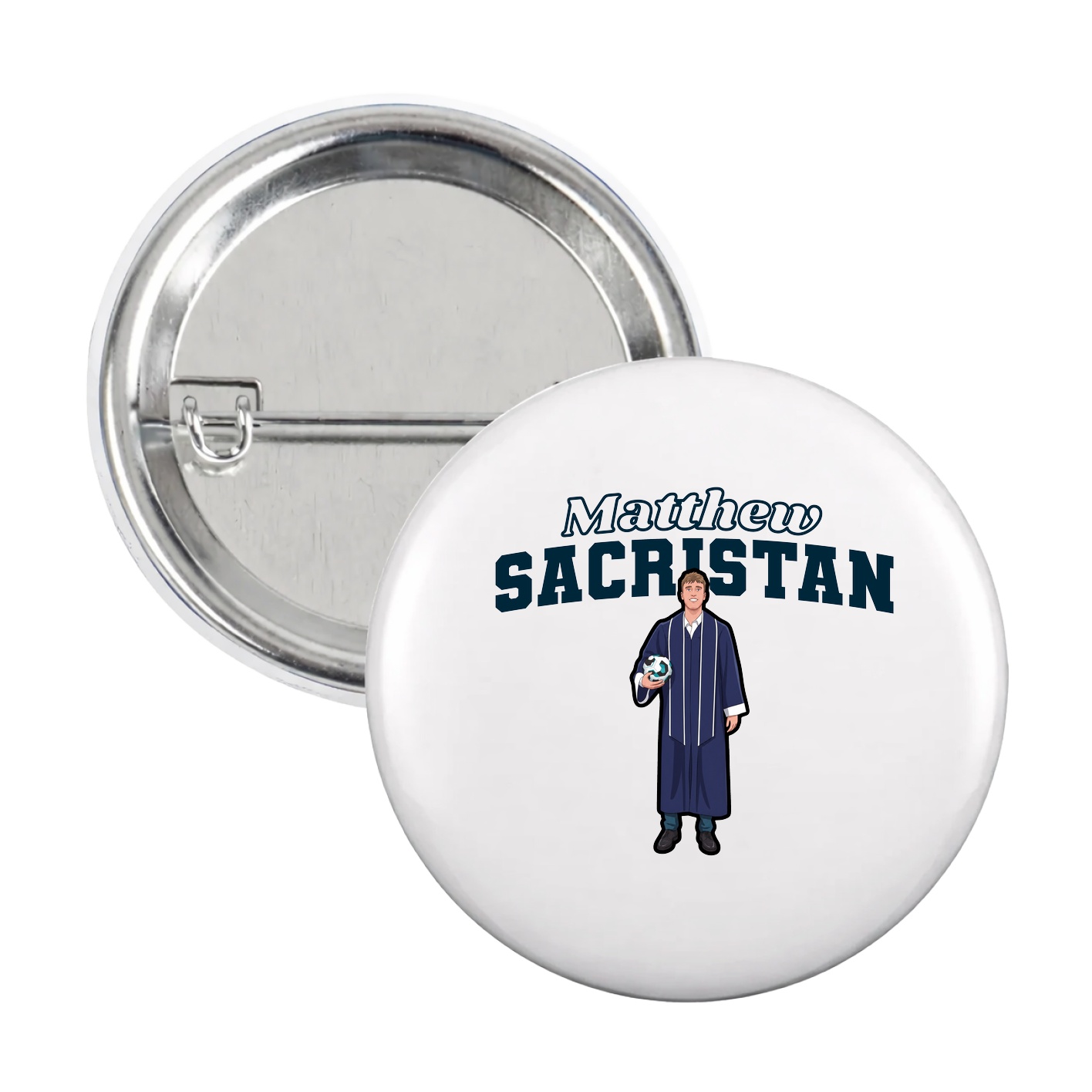 Game Day Button — Name Arch in White
