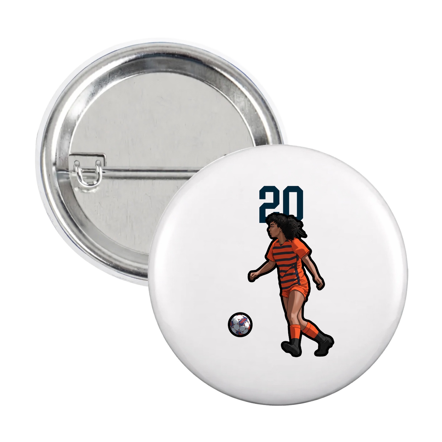 Game Day Button — Number Top in White