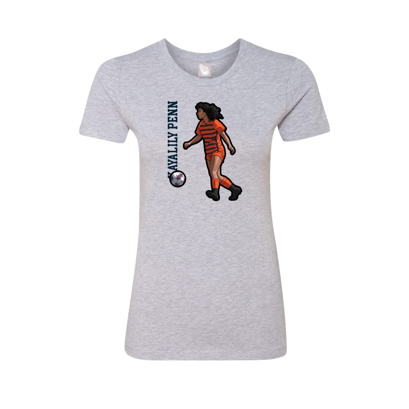 Fitted Women's Tee — Name Vertical in Grey