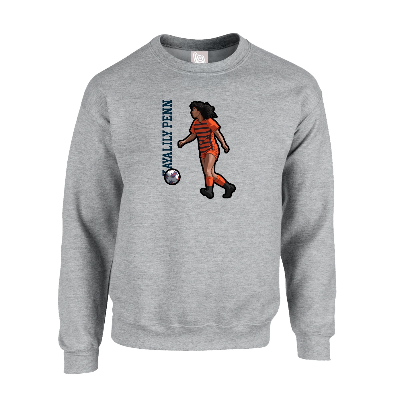 Fleece Crew — Name Vertical in Grey