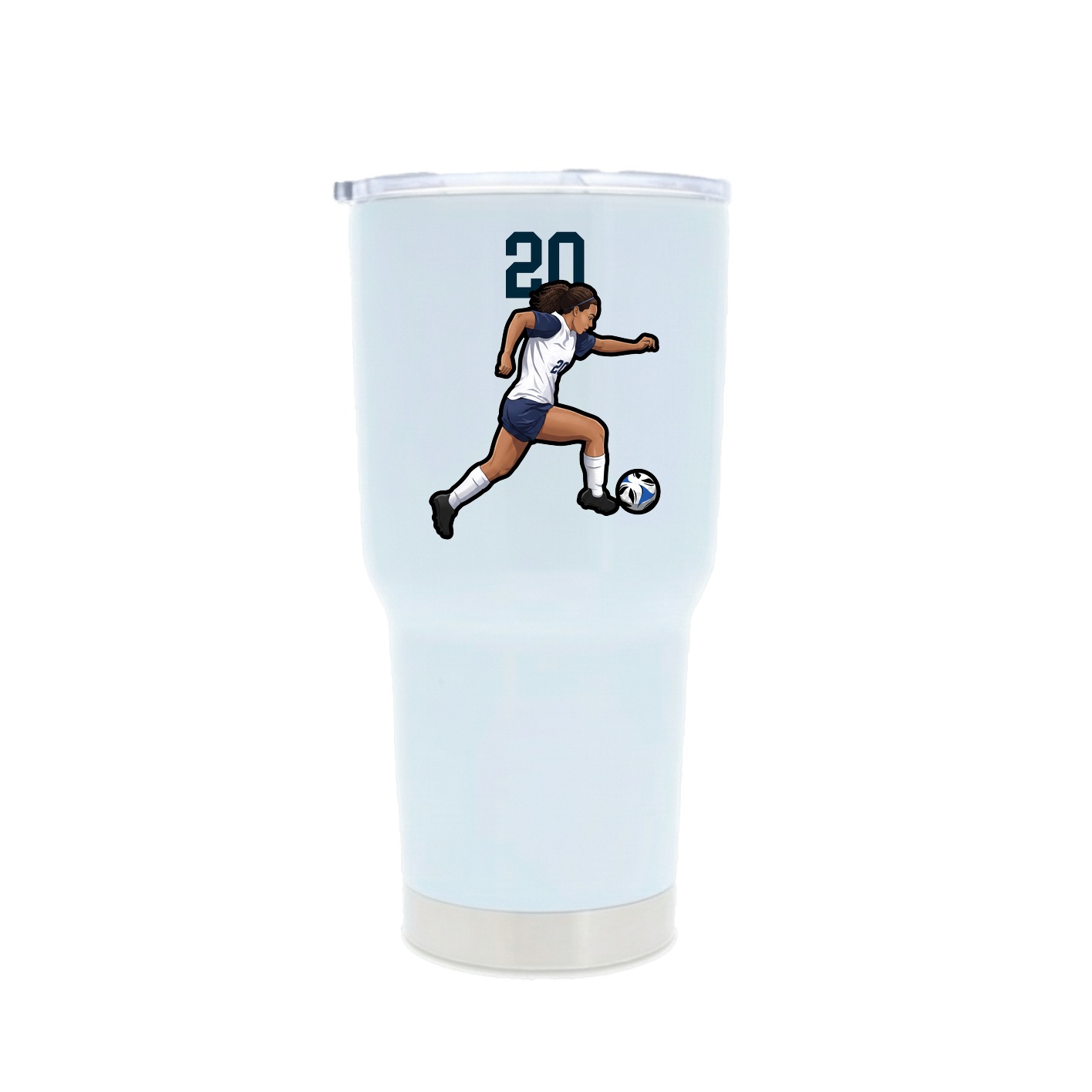 30oz Stainless Steel Tumbler — Number Top in White