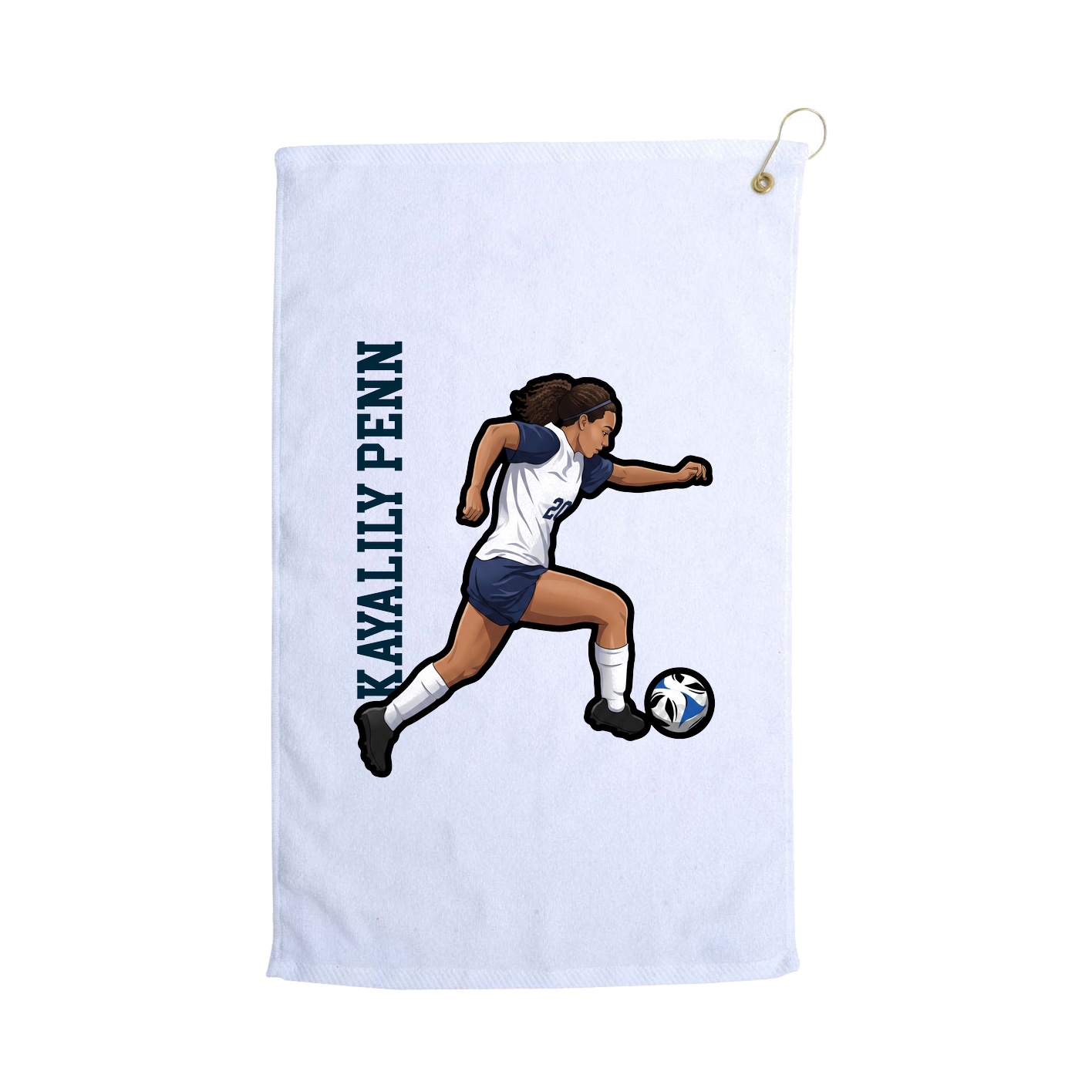 Golf Towel — Name Vertical in White