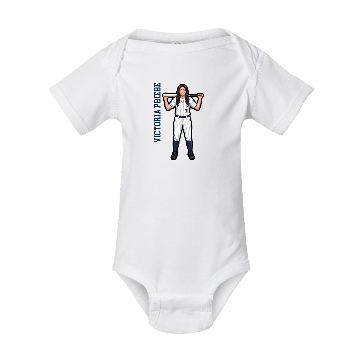 Baby Onesie — Name Vertical in White