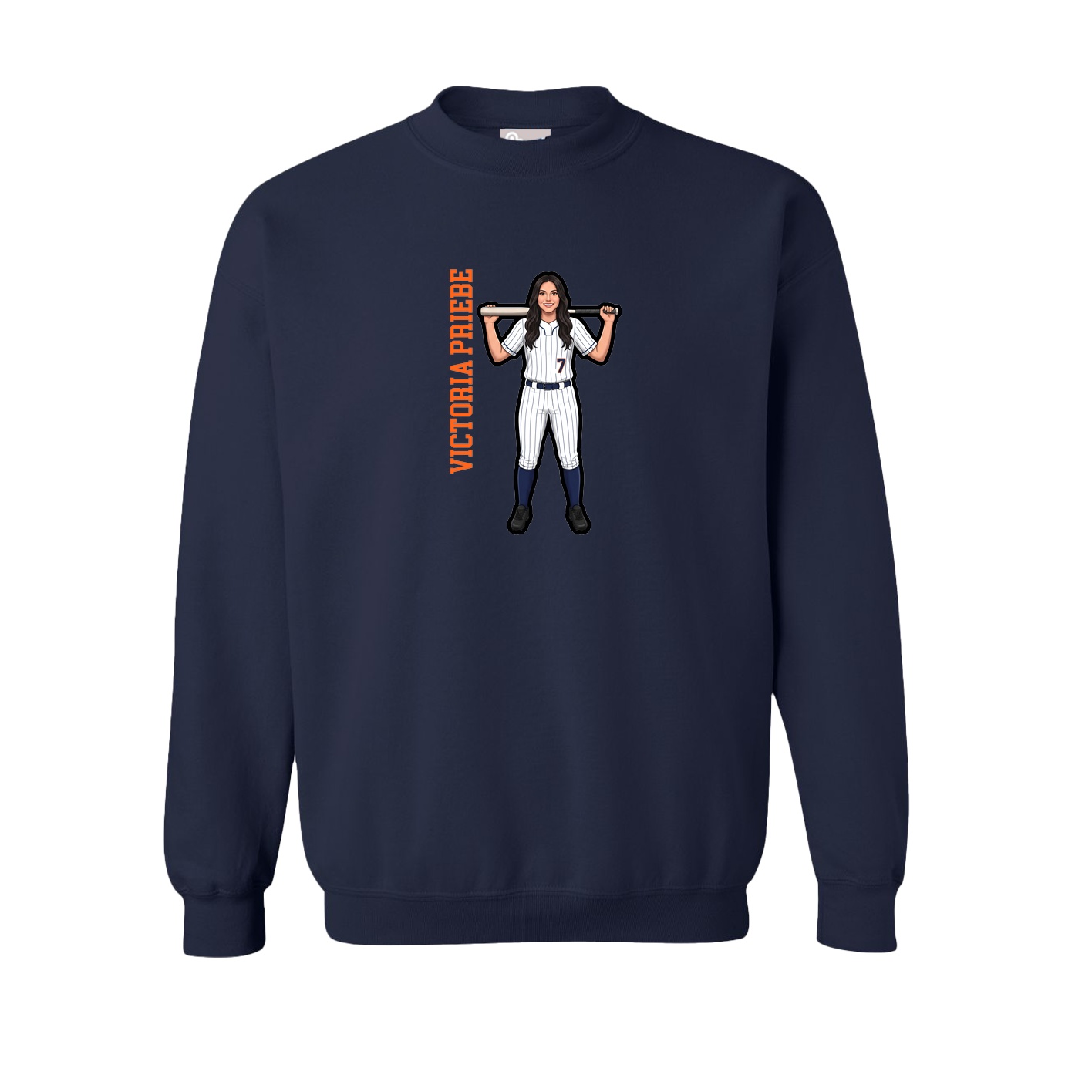 Fleece Crew — Name Vertical in Navy