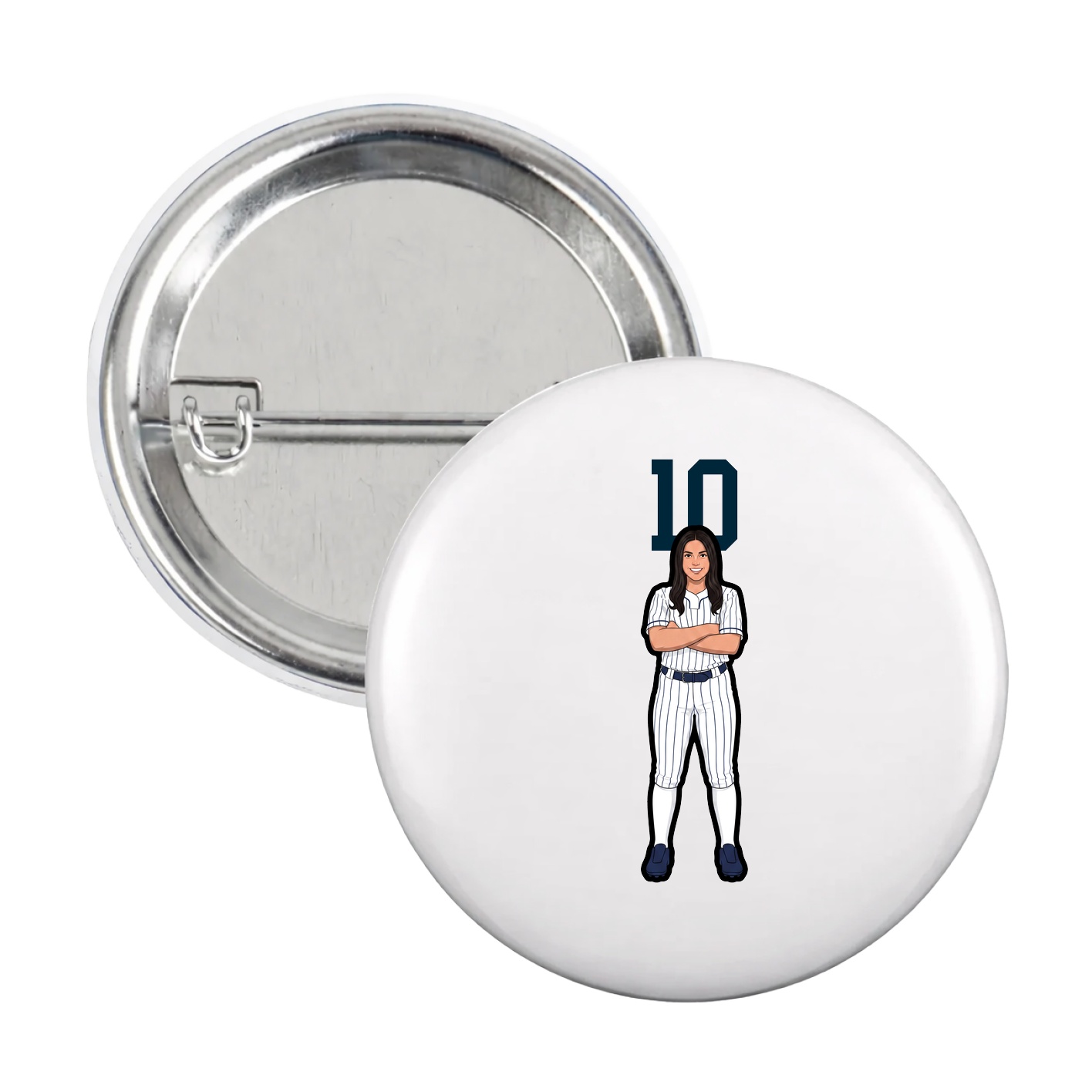 Game Day Button — Number Top in White