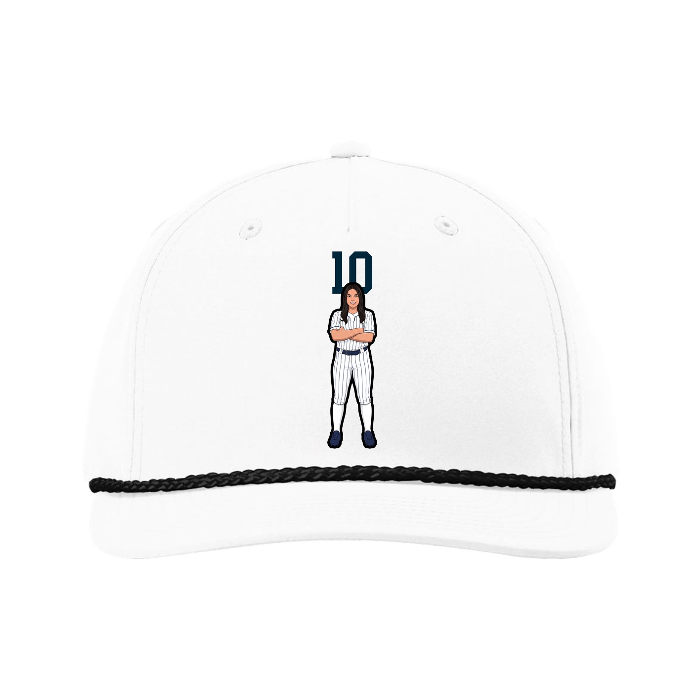 Five-Panel Classic Rope Cap — Number Top in White