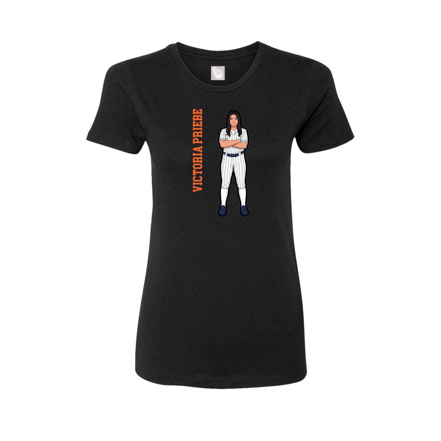 Fitted Women's Tee — Name Vertical in Black