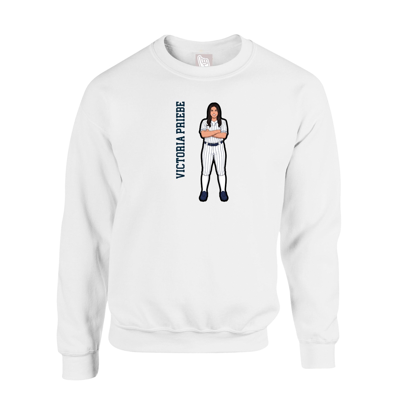 Fleece Crew — Name Vertical in White