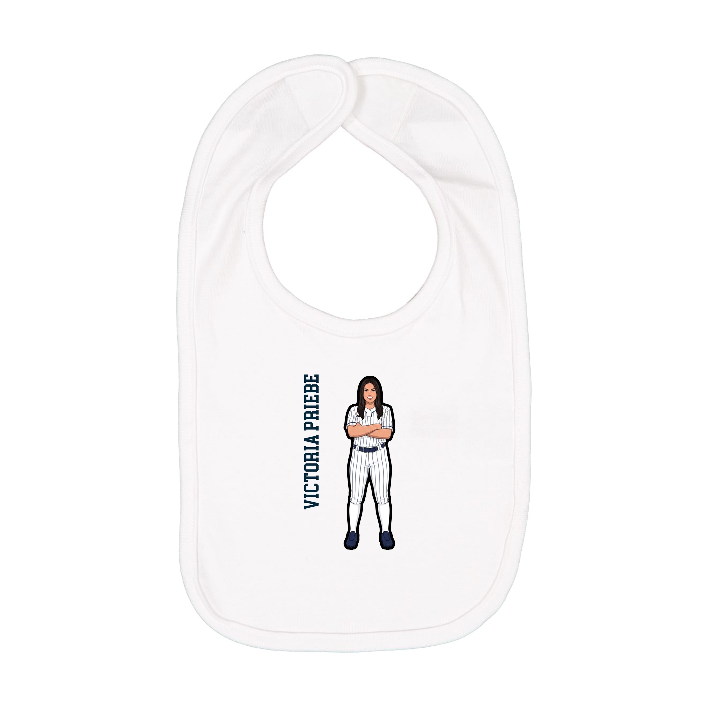 Infant Bib — Name Vertical in White
