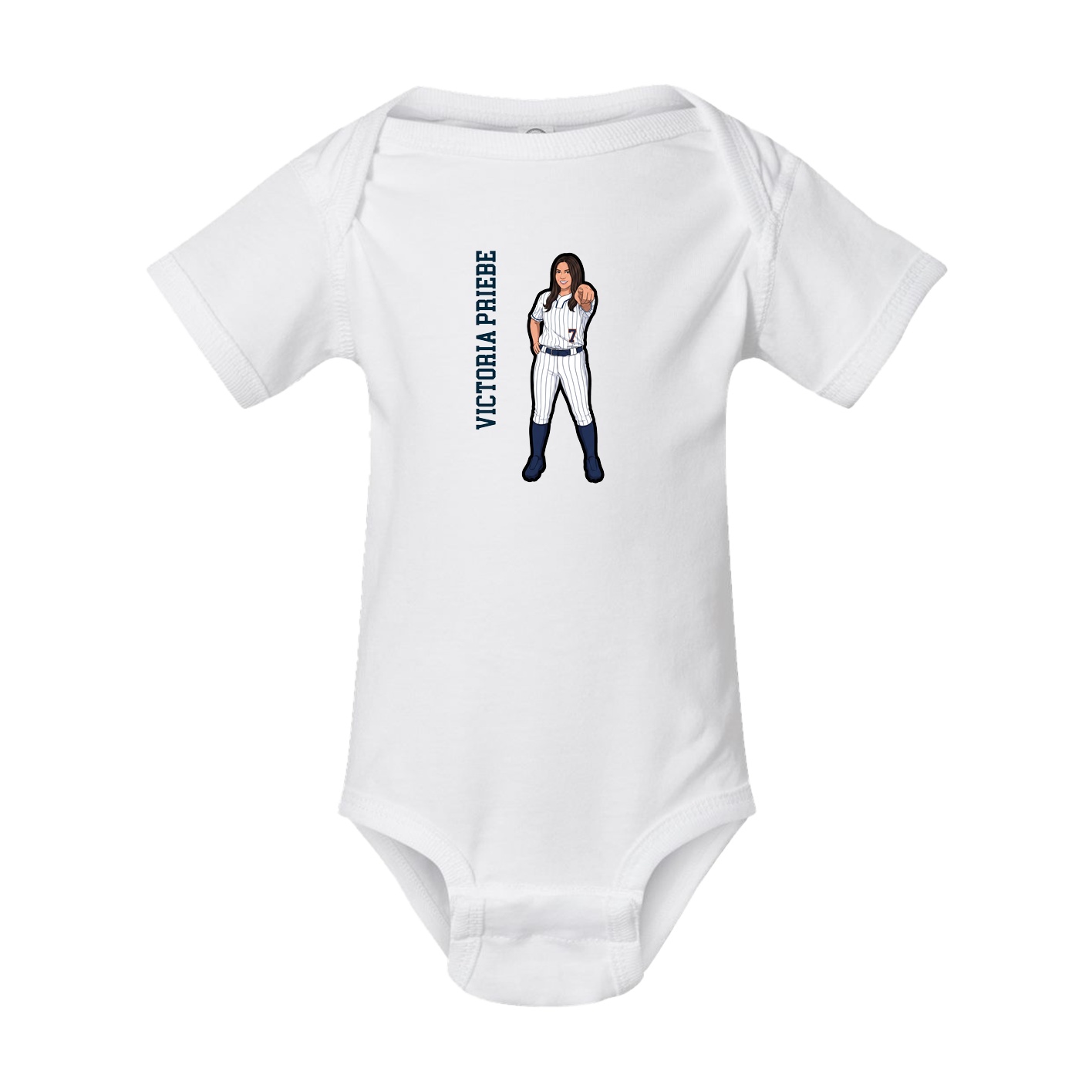 Baby Onesie — Name Vertical in White