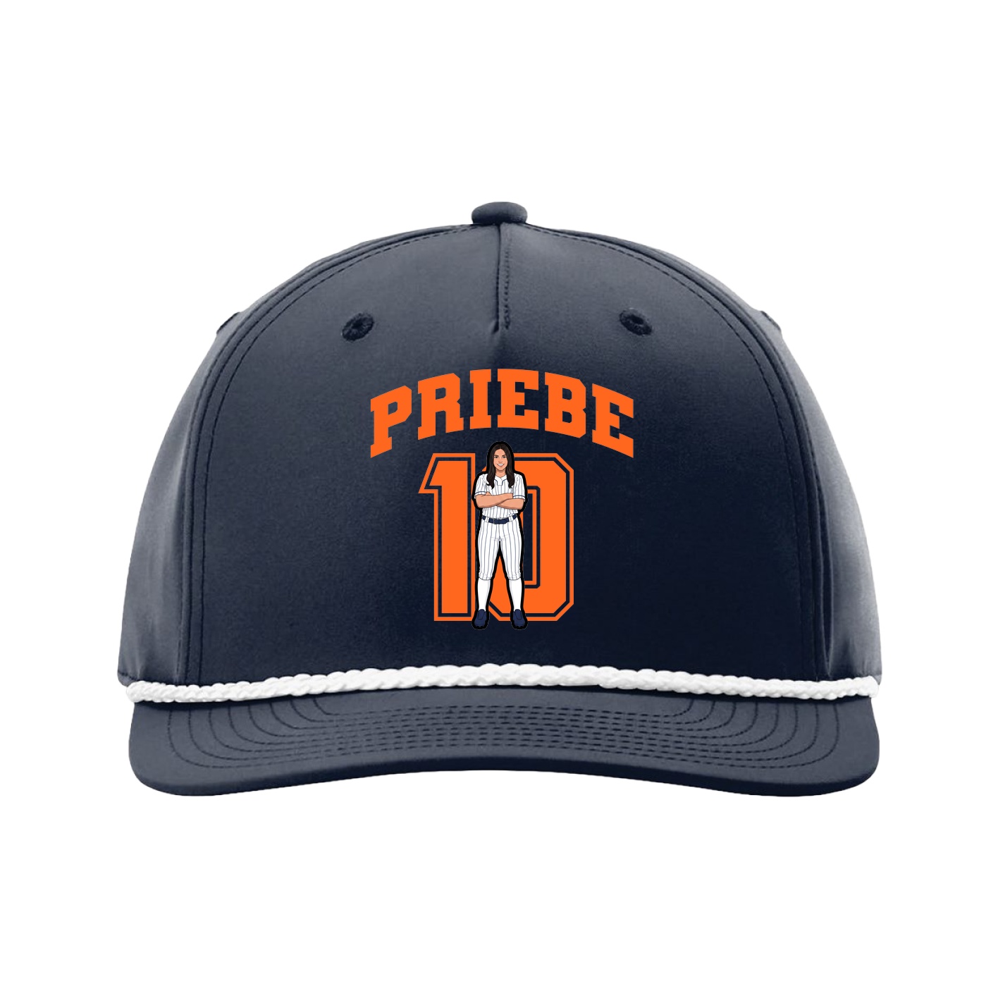 Five-Panel Classic Rope Cap — Number in Navy