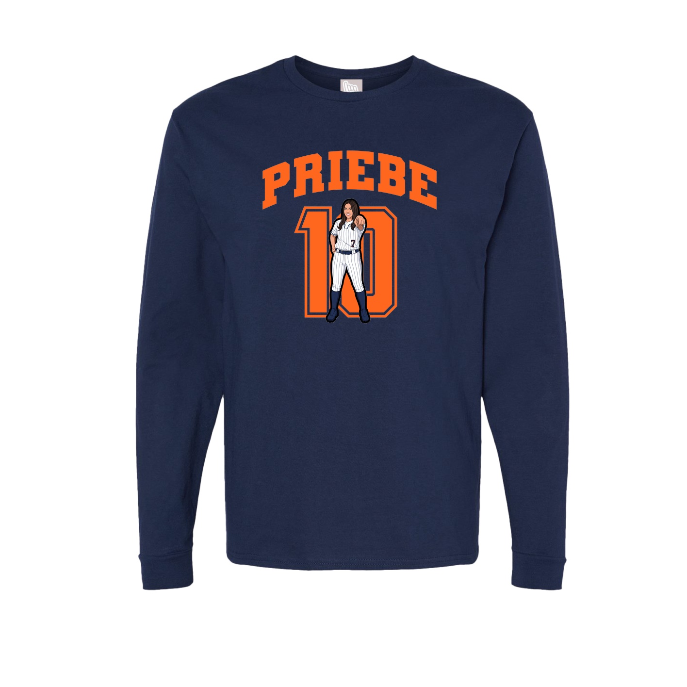 Long Sleeve Tee — Number in Navy
