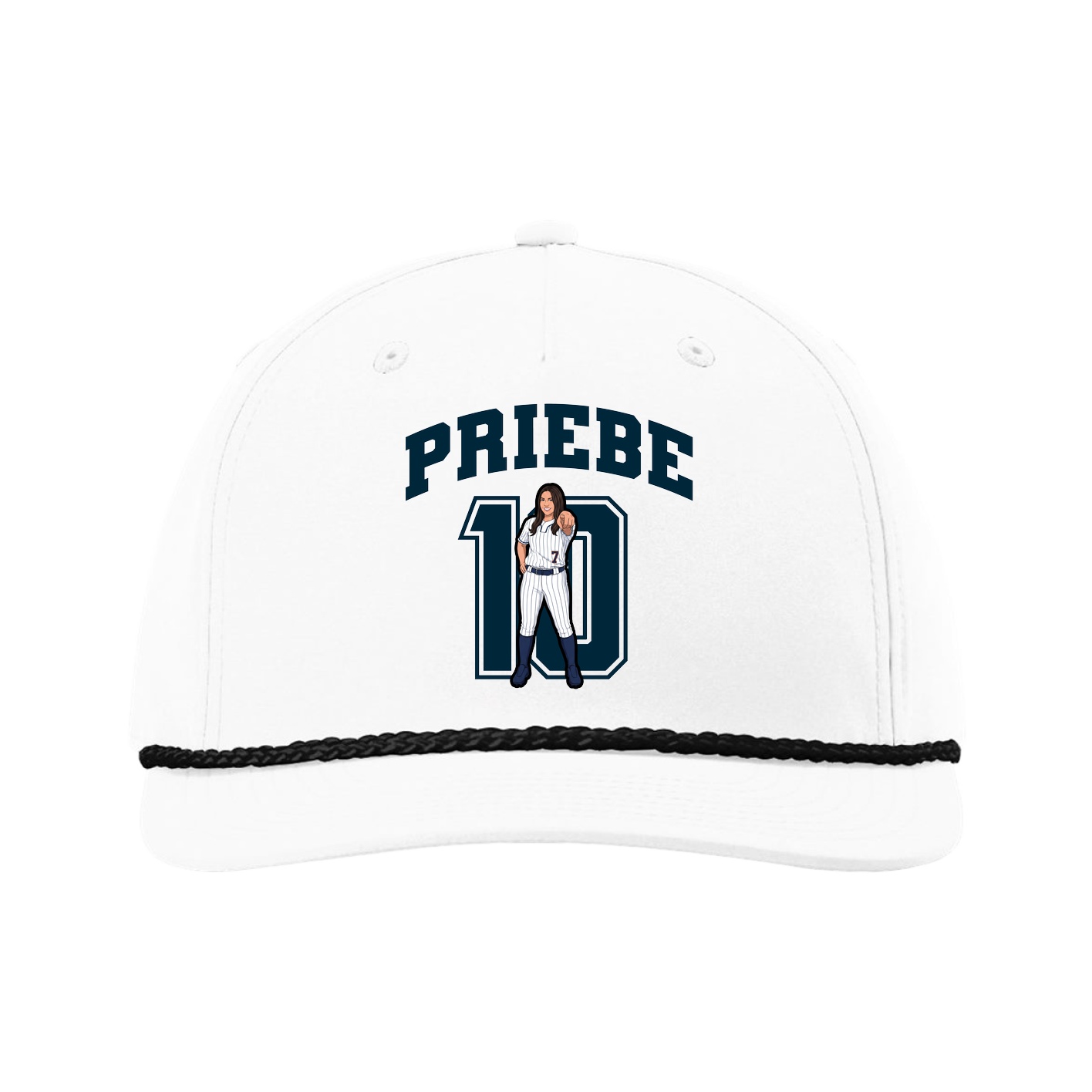 Five-Panel Classic Rope Cap — Number in White