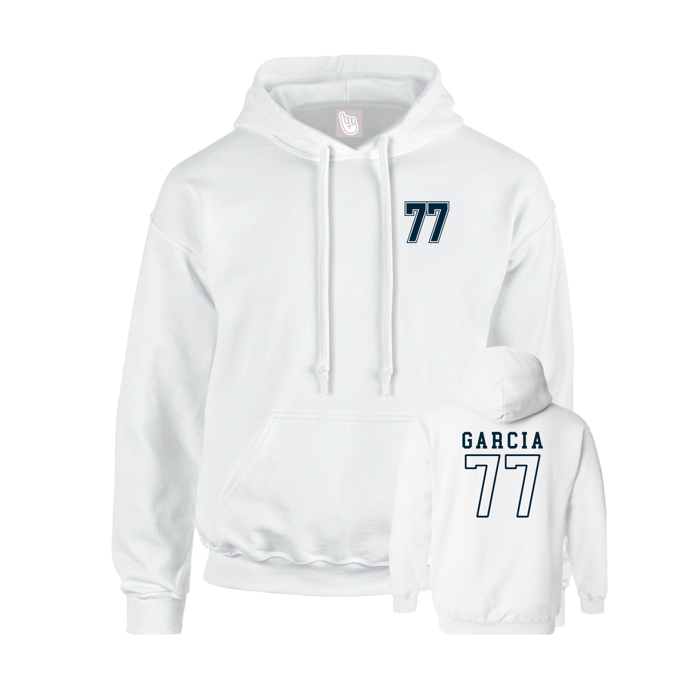 Youth Hoodie — Chest Back in White
