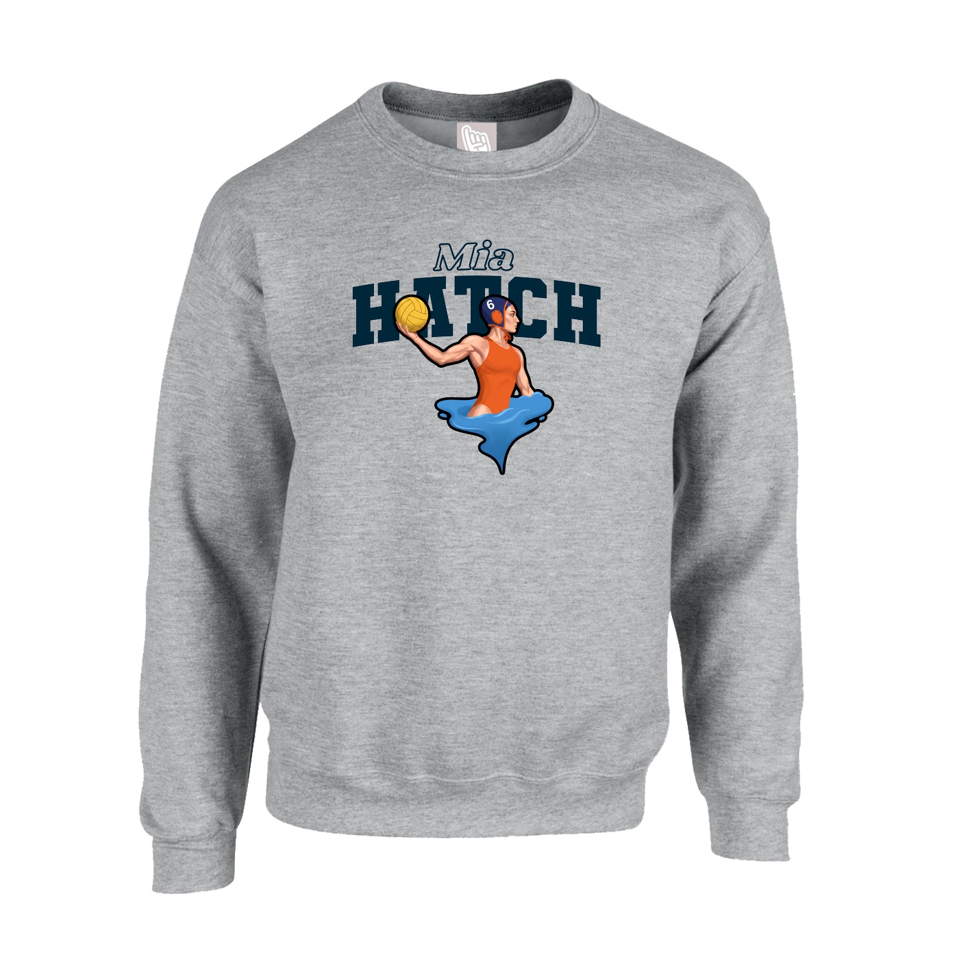 Fleece Crew — Name Arch in Grey