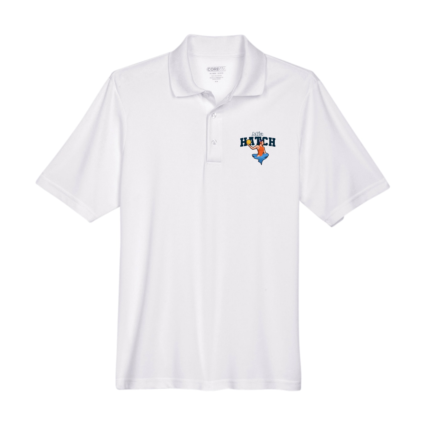 Performance Polo — Name Arch in White