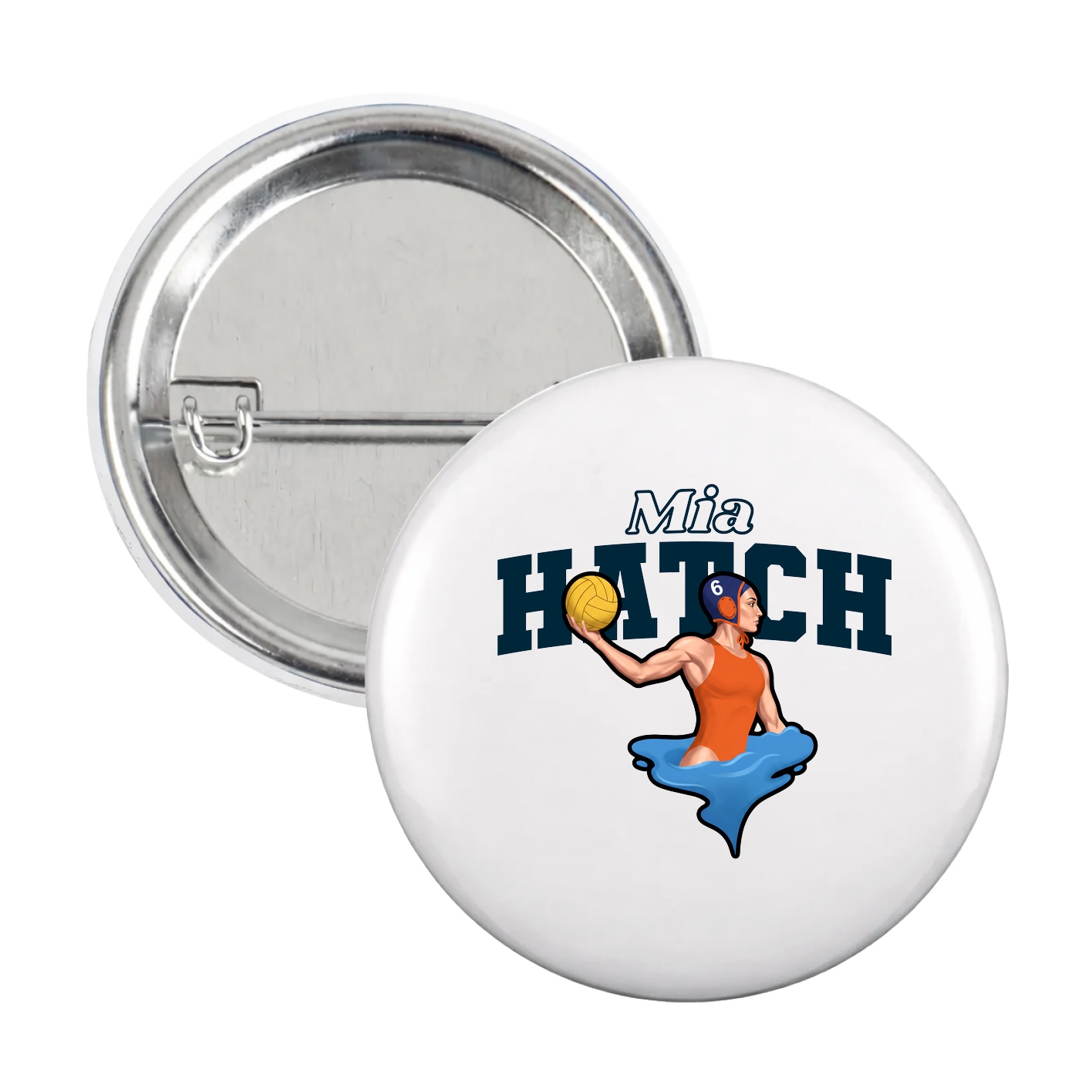 Game Day Button — Name Arch in White