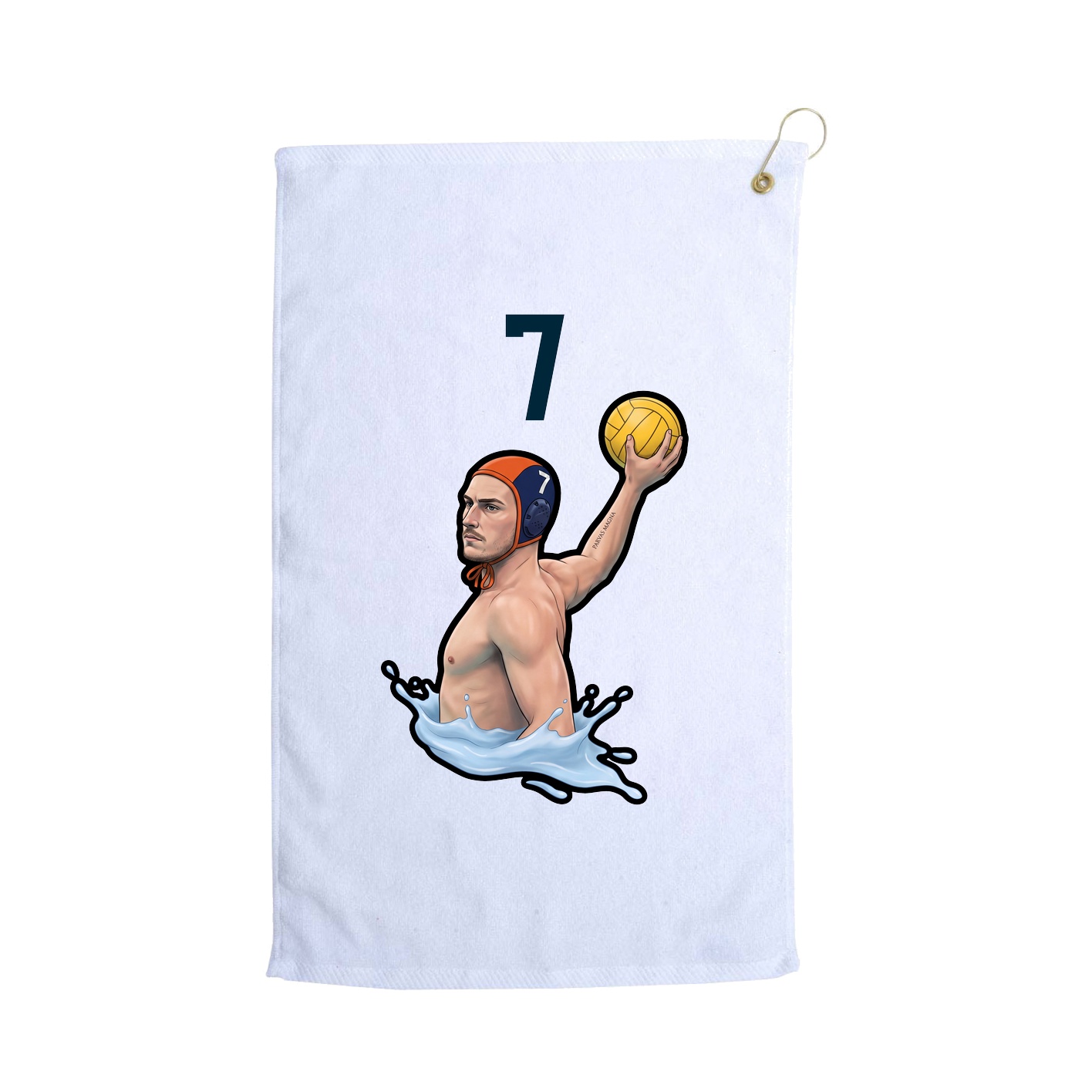 Golf Towel — Number Top in White