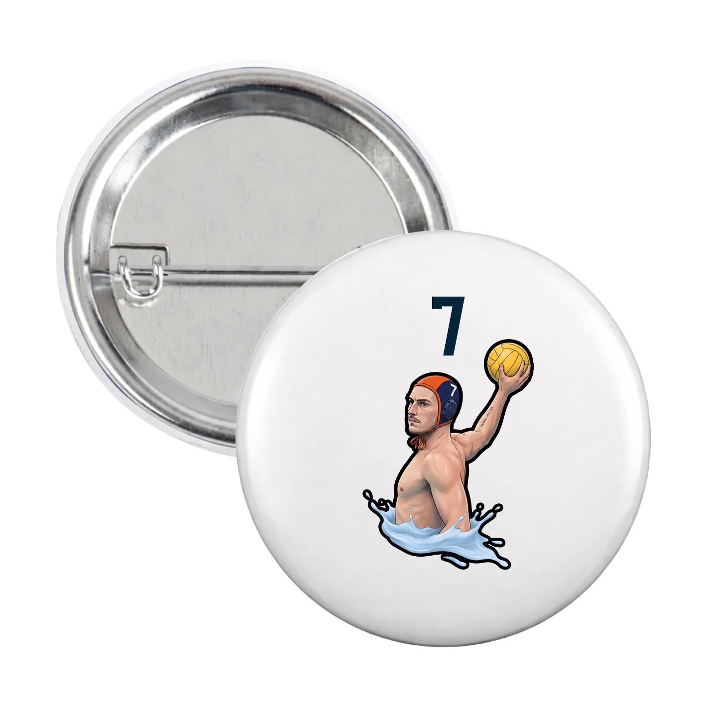 Game Day Button — Number Top in White