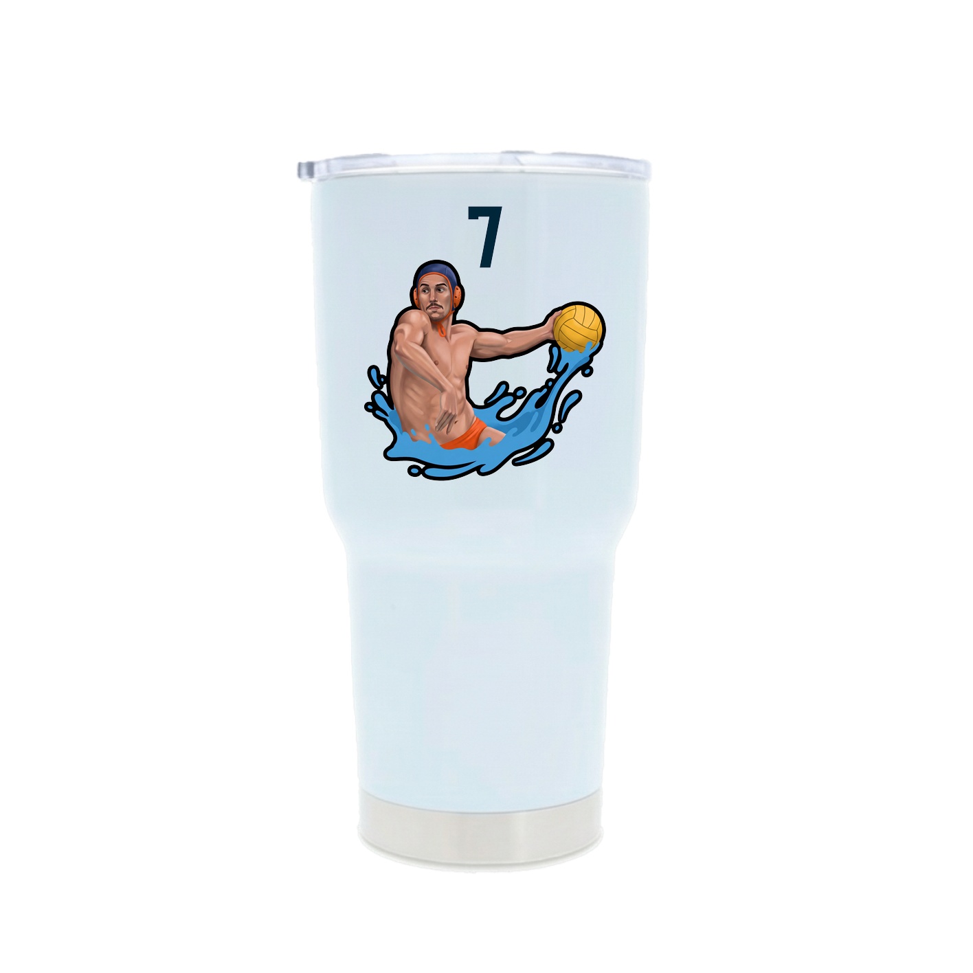 30oz Stainless Steel Tumbler — Number Top in White