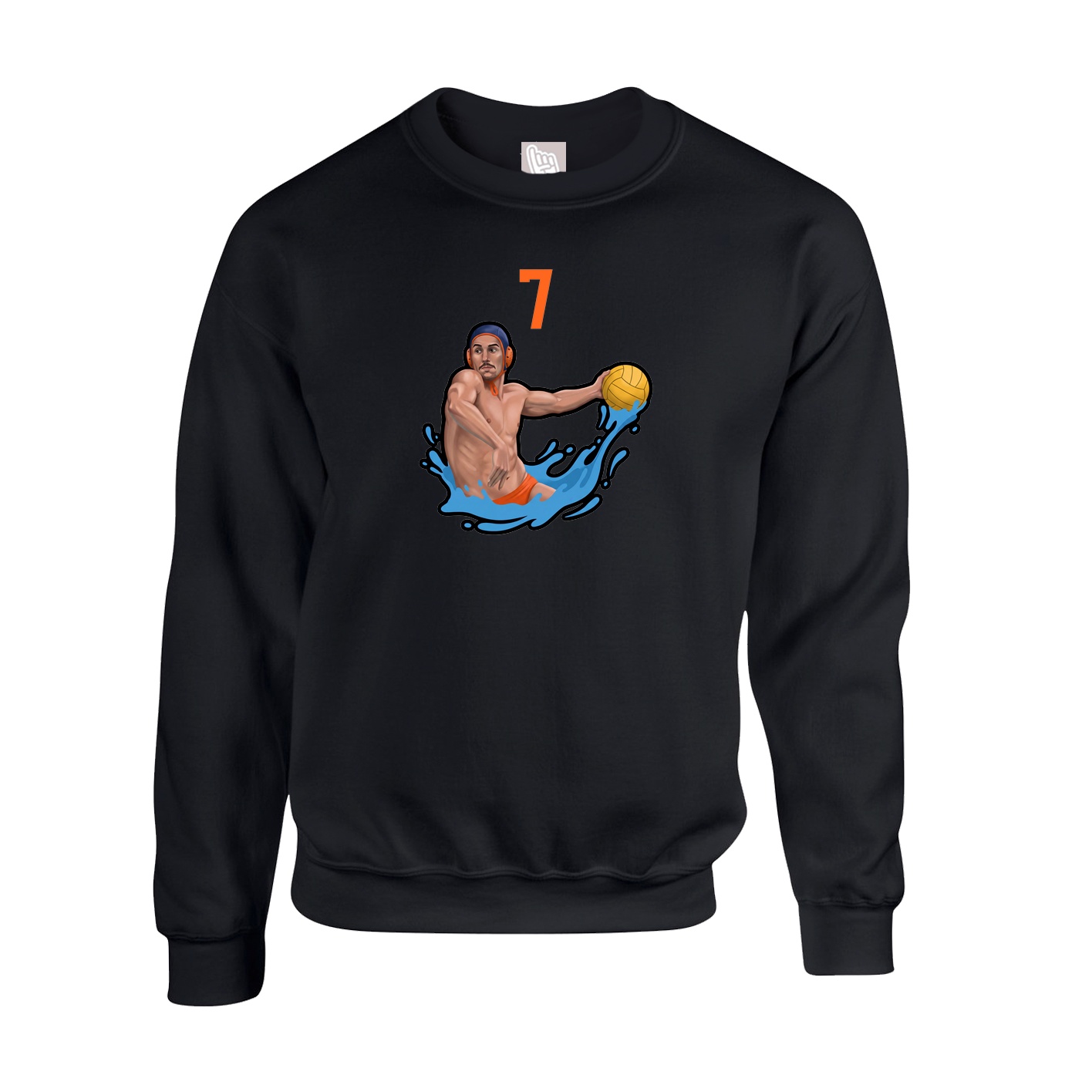 Fleece Crew — Number Top in Black