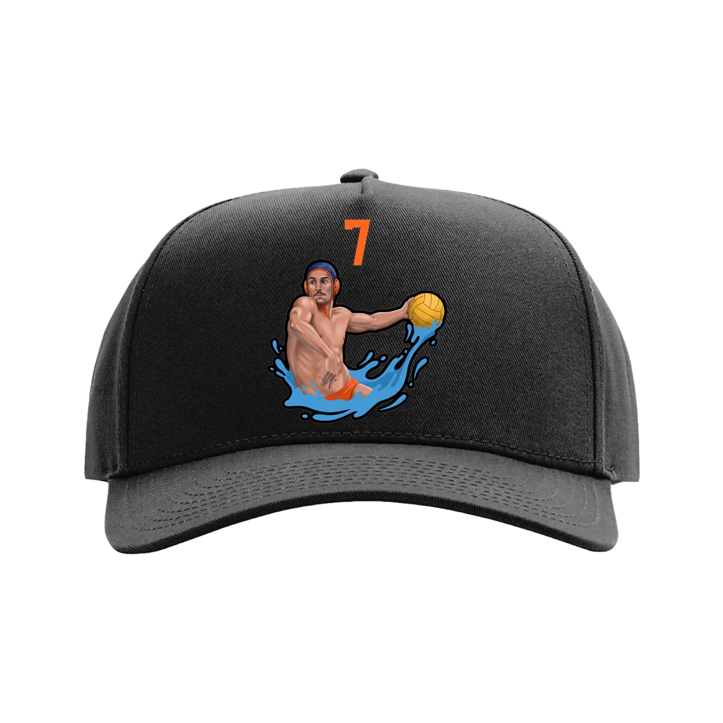 Full Fabric Five-Panel Champ Cap — Number Top in Black