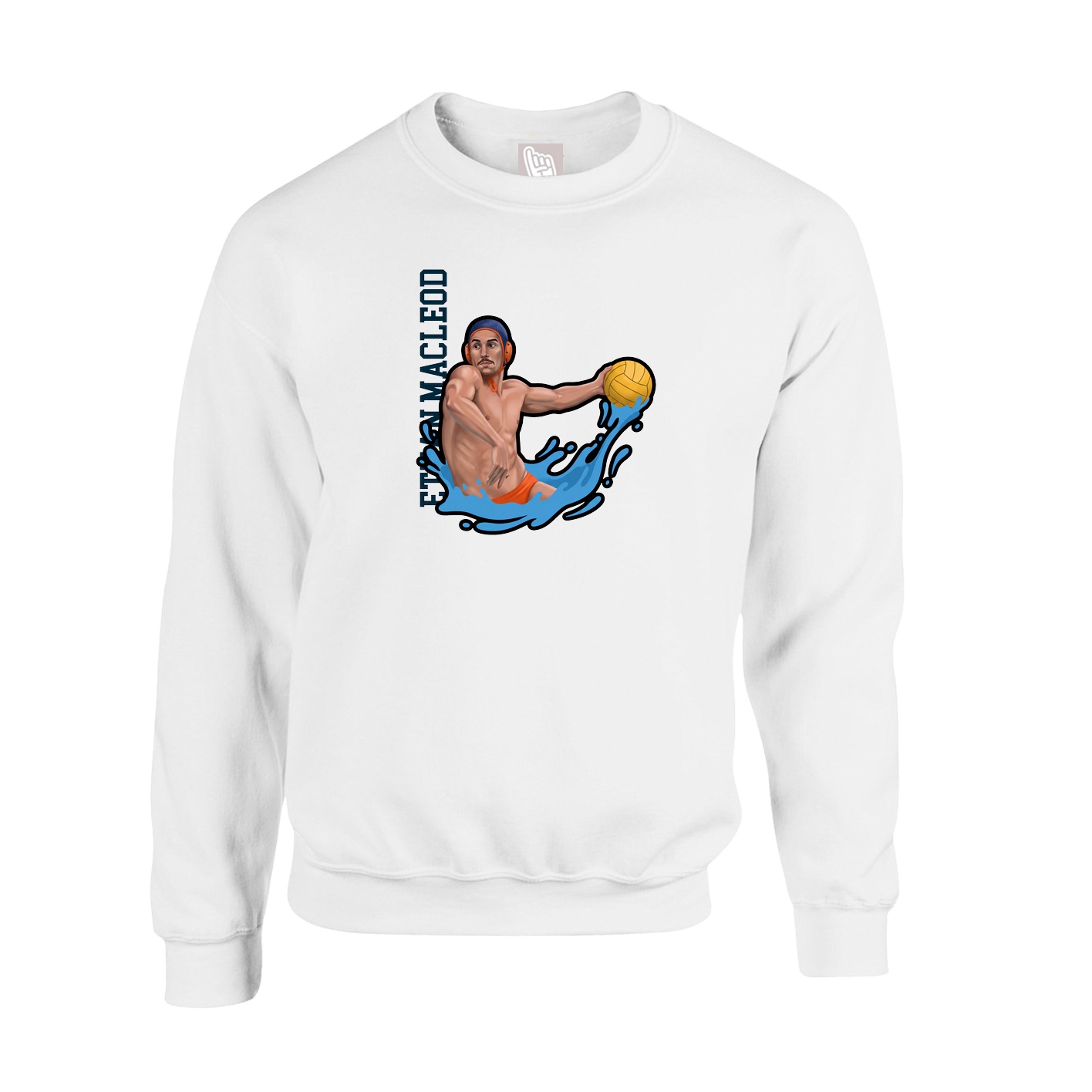 Fleece Crew — Name Vertical in White