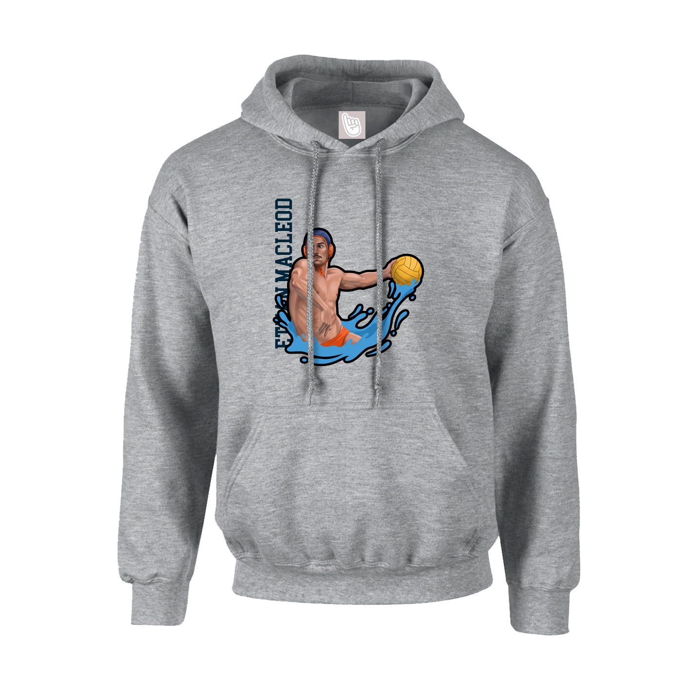 Youth Hoodie — Name Vertical in Grey
