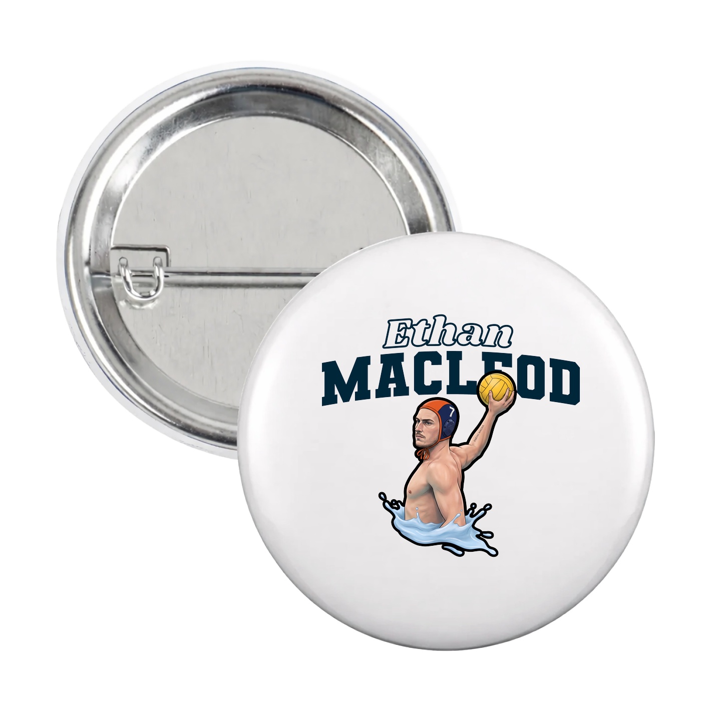 Game Day Button — Name Arch in White
