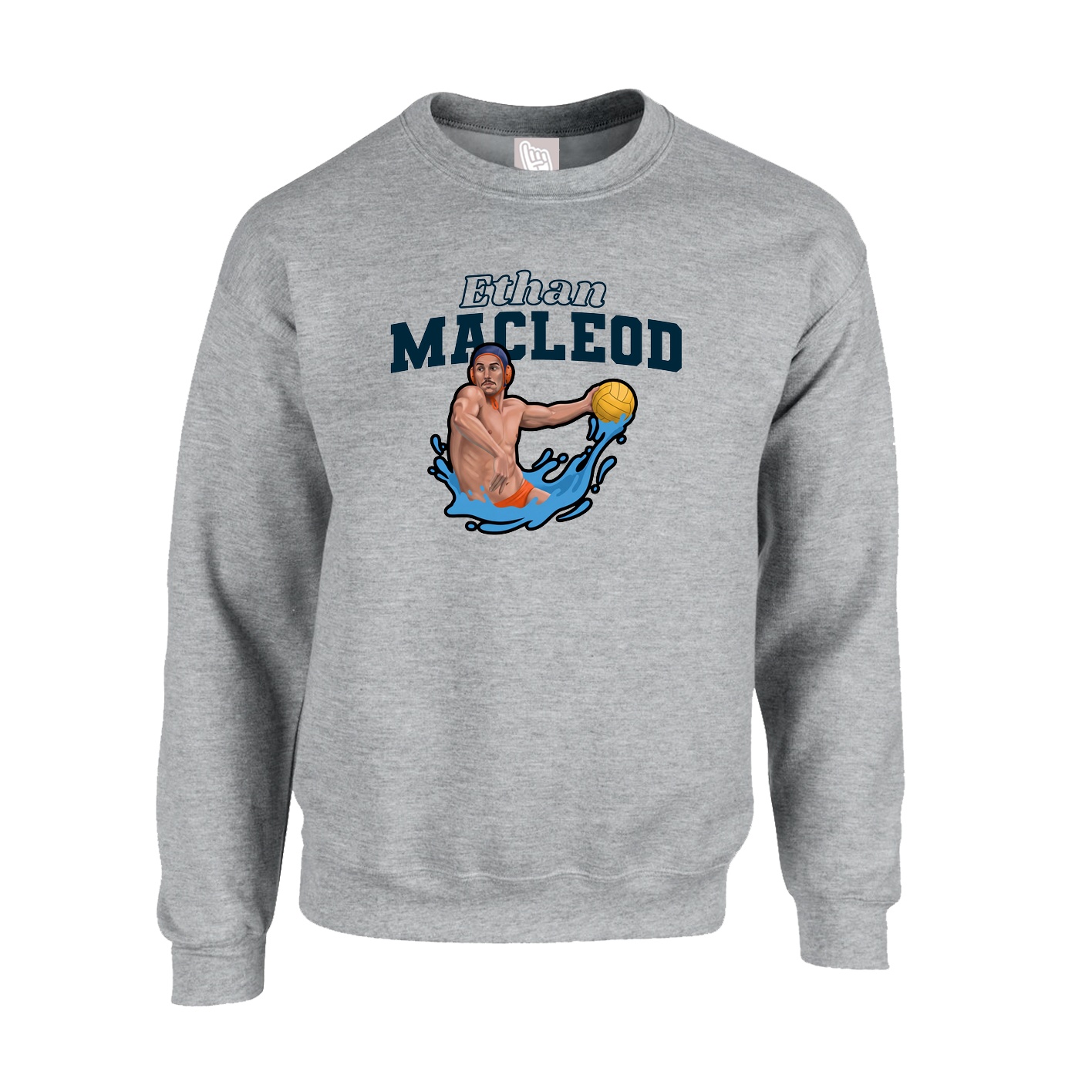 Fleece Crew — Name Arch in Grey