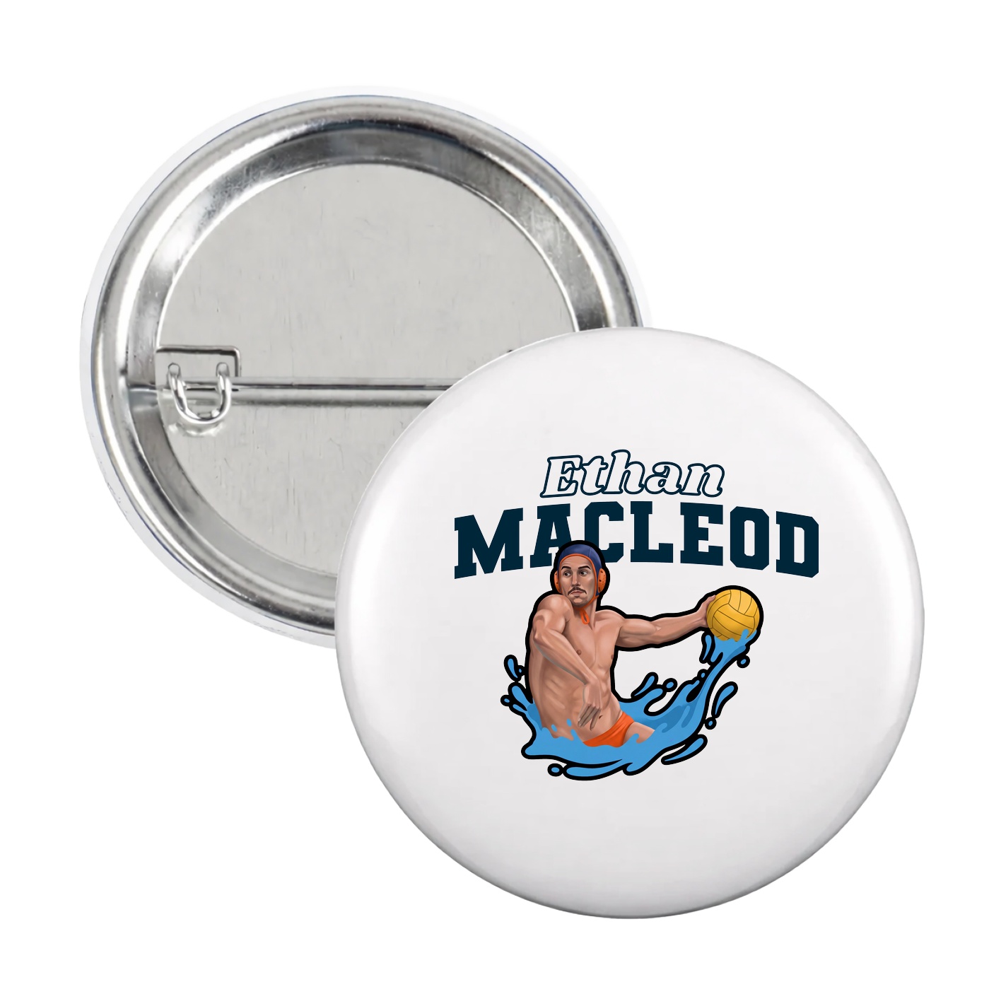 Game Day Button — Name Arch in White