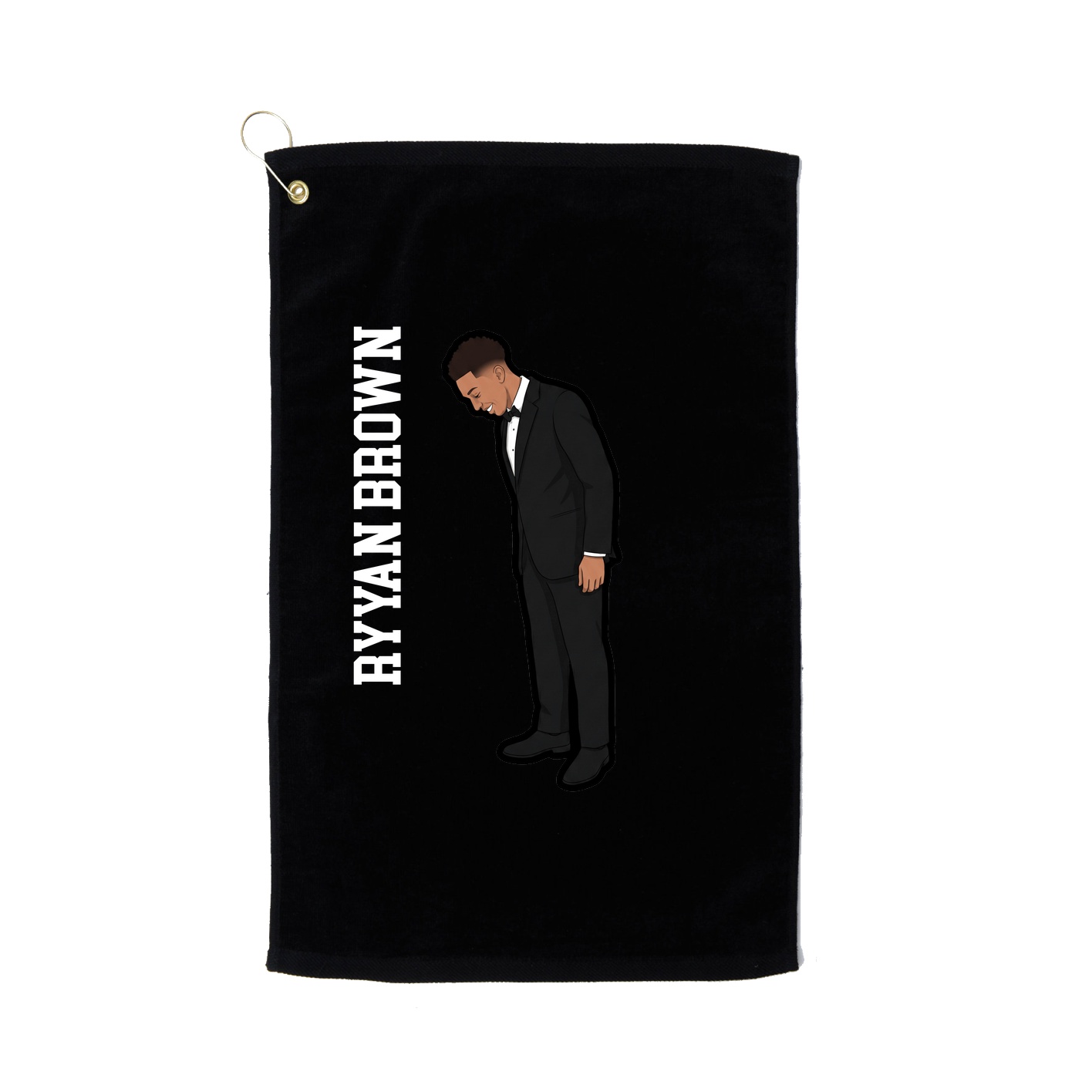 Golf Towel — Name Vertical in Black