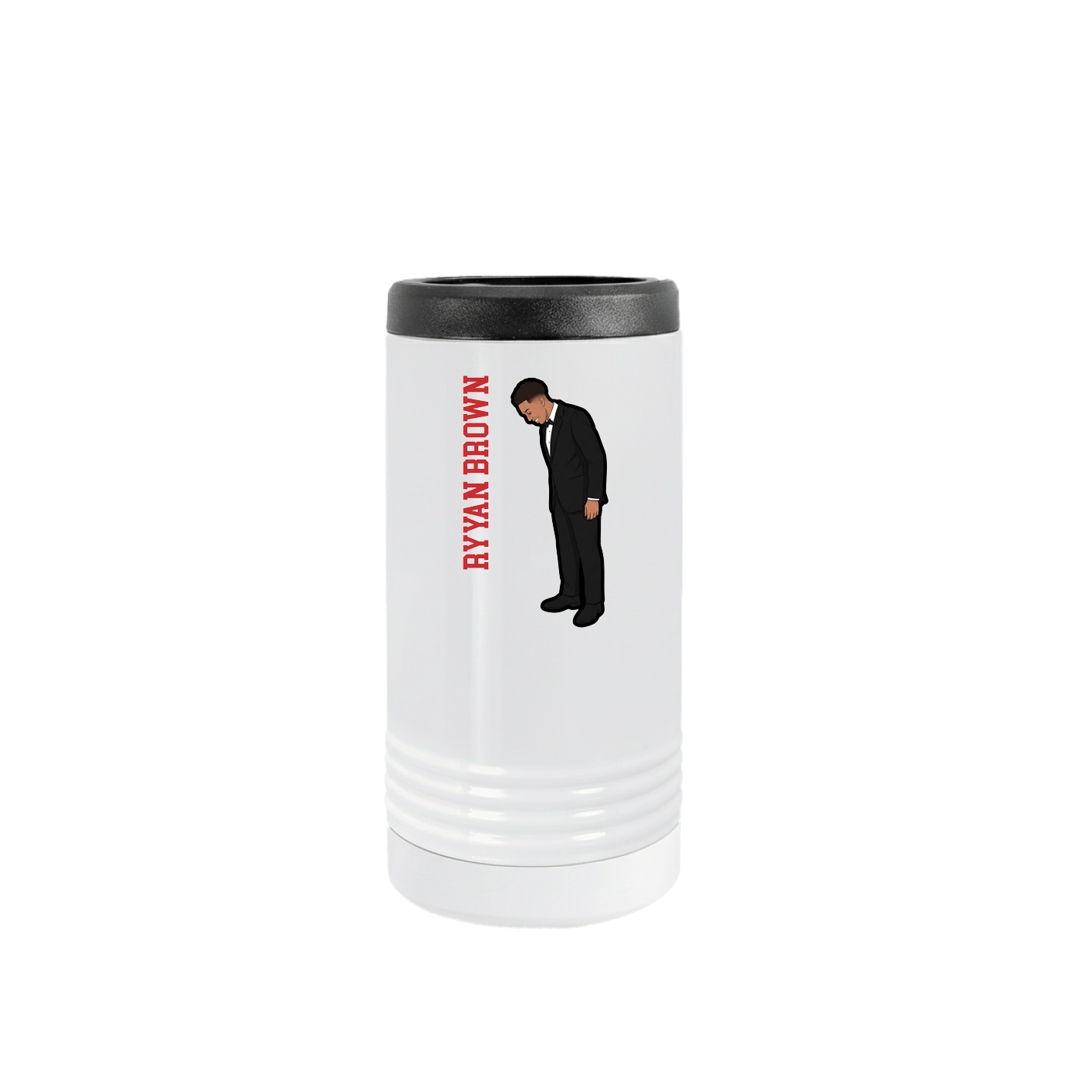 Slim Beverage Holder — Name Vertical in White