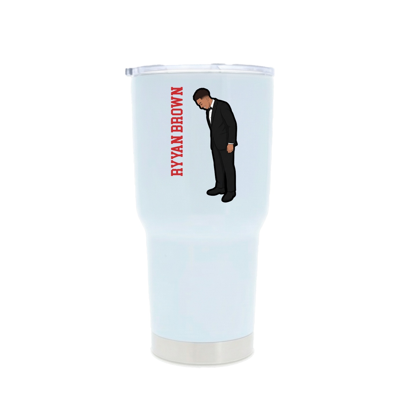 30oz Stainless Steel Tumbler — Name Vertical in White