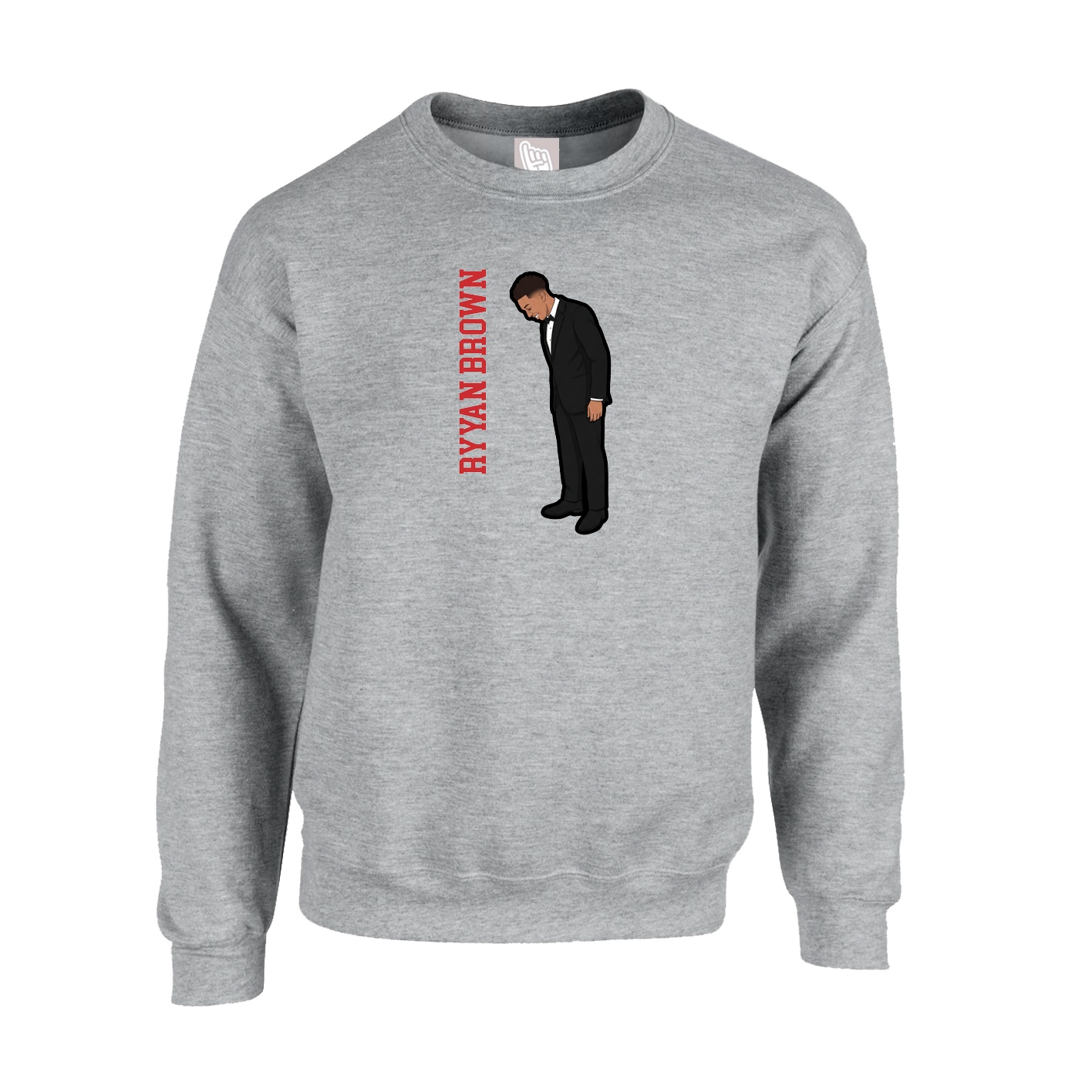 Fleece Crew — Name Vertical in Grey