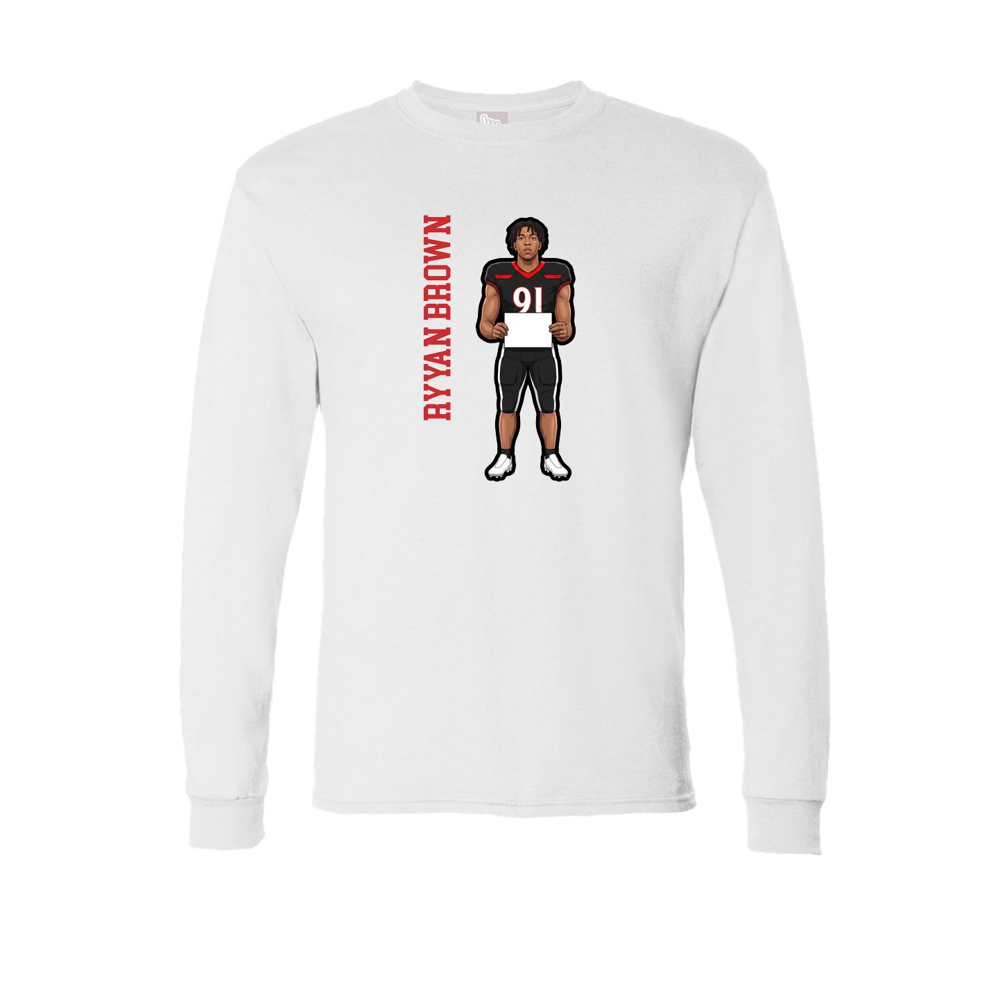 Long Sleeve Tee — Name Vertical in White