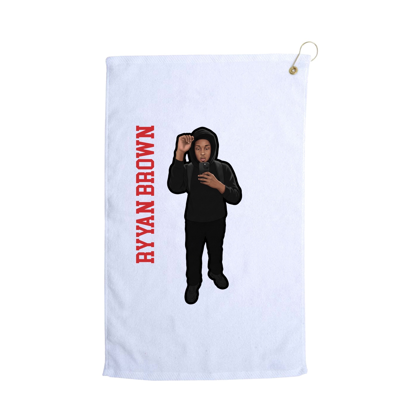 Golf Towel — Name Vertical in White