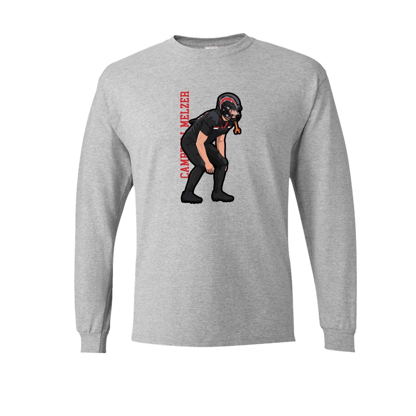Long Sleeve Tee — Name Vertical in Grey