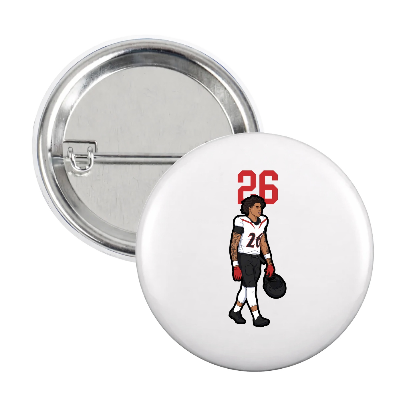 Game Day Button — Number Top in White