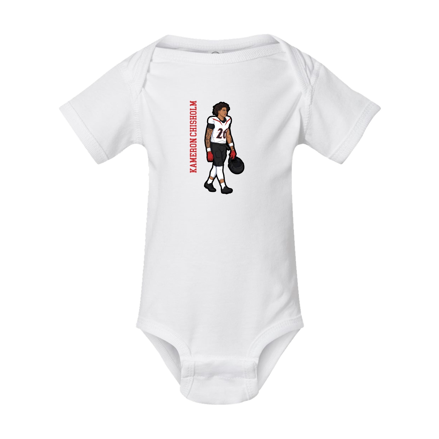 Baby Onesie — Name Vertical in White