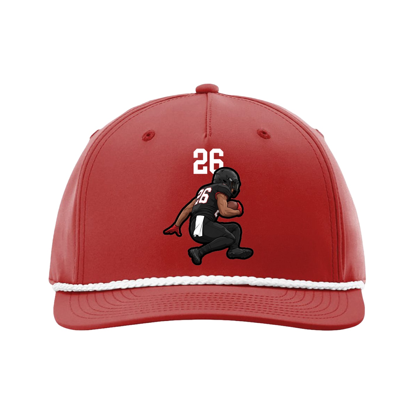 Five-Panel Classic Rope Cap — Number Top in Red
