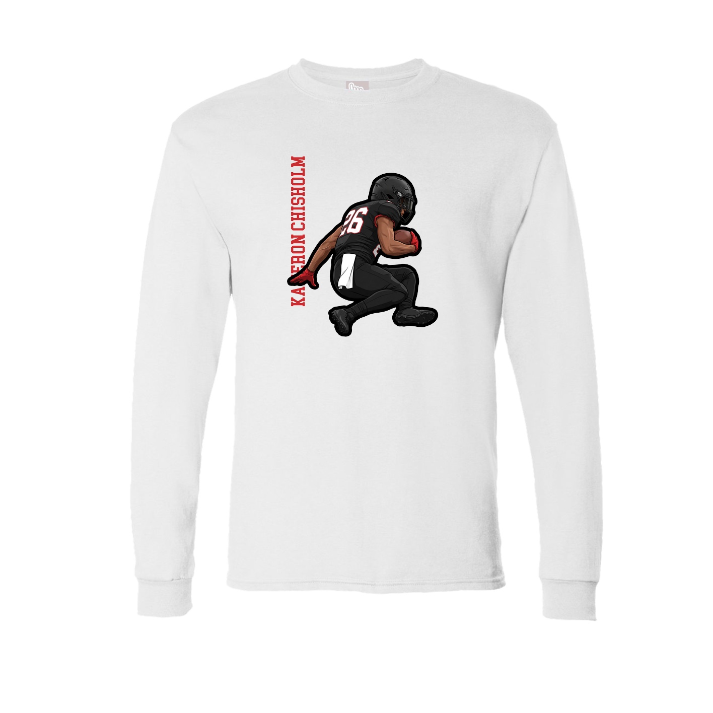 Long Sleeve Tee — Name Vertical in White