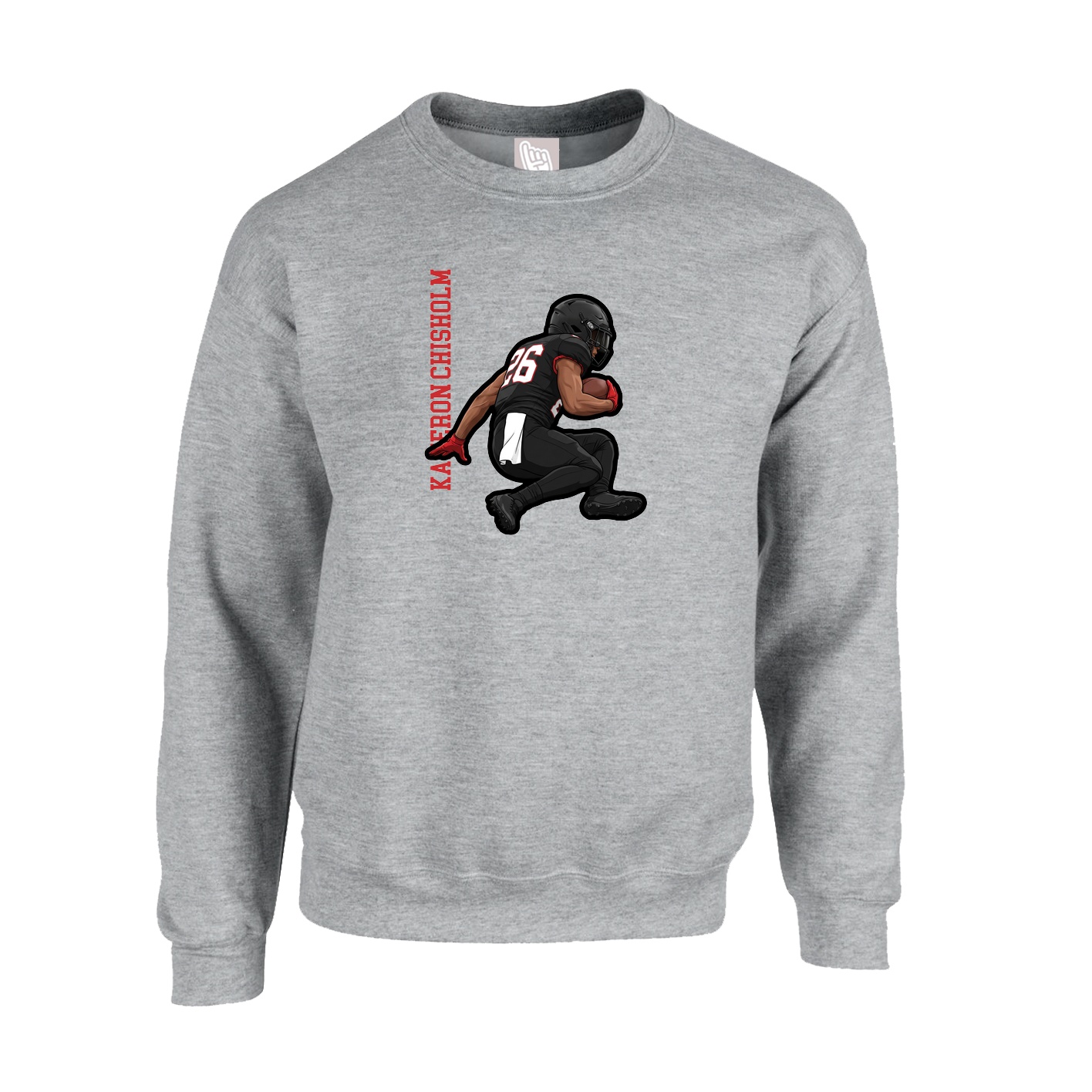 Fleece Crew — Name Vertical in Grey
