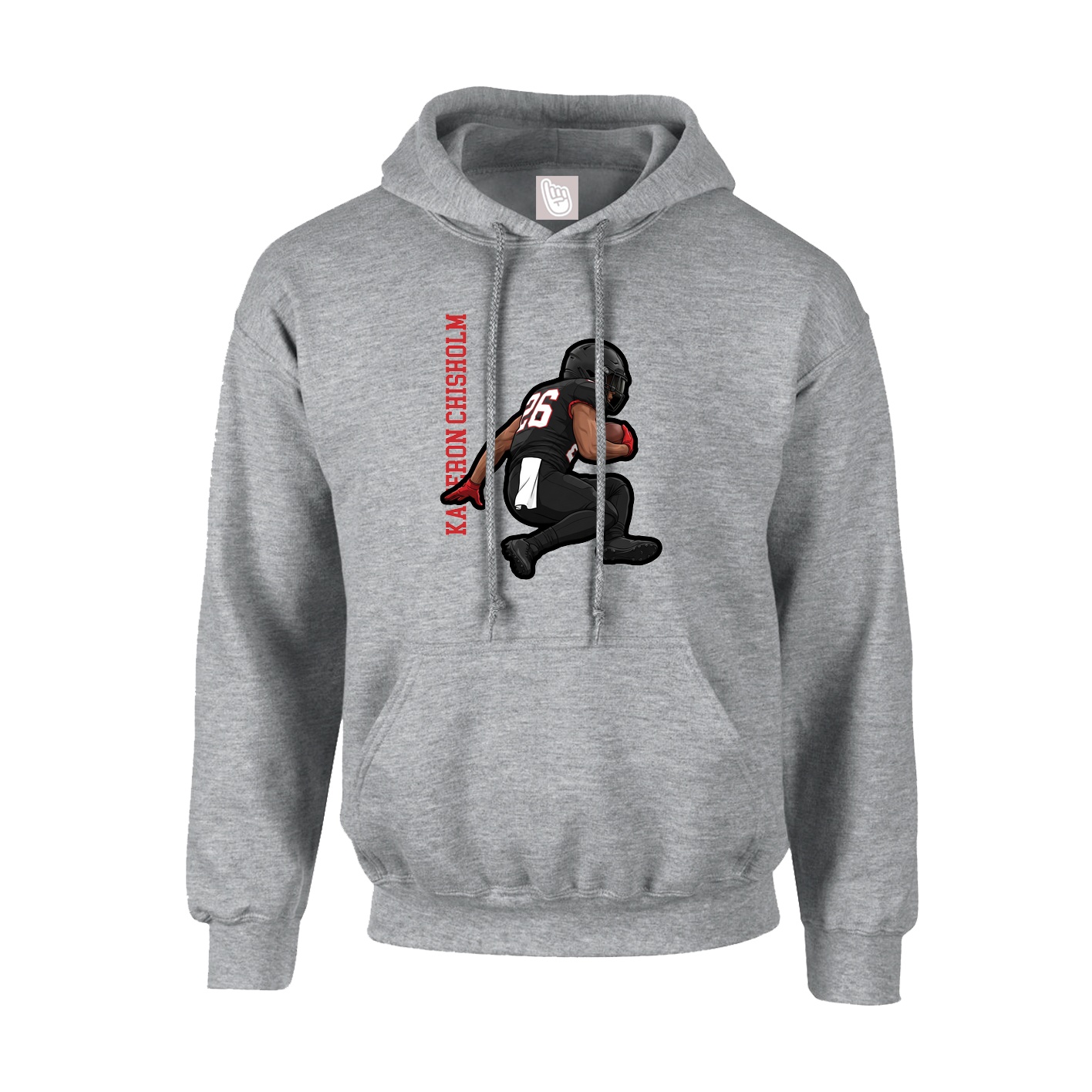 Youth Hoodie — Name Vertical in Grey